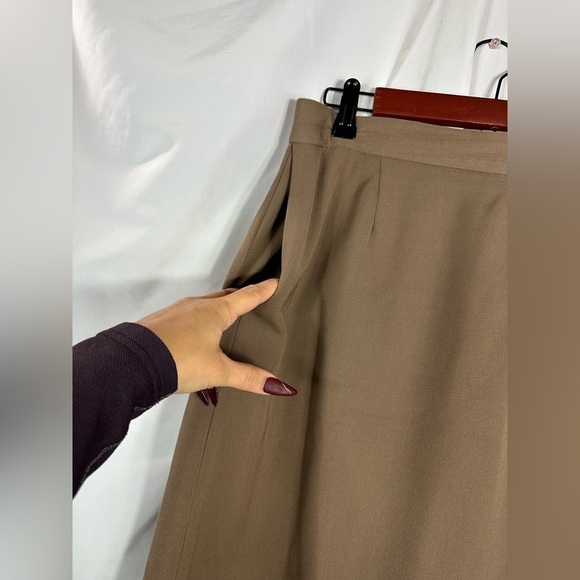 Vintage Sheldon 100% wool brown midi a-line skirt size 14 - Picture 2 of 12